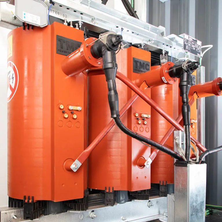 1250kVA cast resin transformer installed inside modular substation.