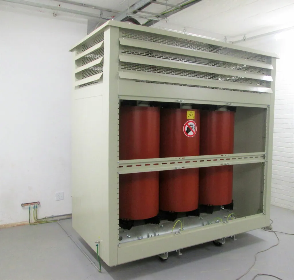 A 1800 kVA dry-type transformer designed and built to order in an IP23 enclosure.