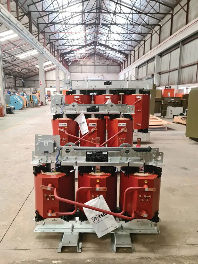 The dry-type transformers were designed in such a manner as to allow them to be transported in manageable components underground and reassembled.