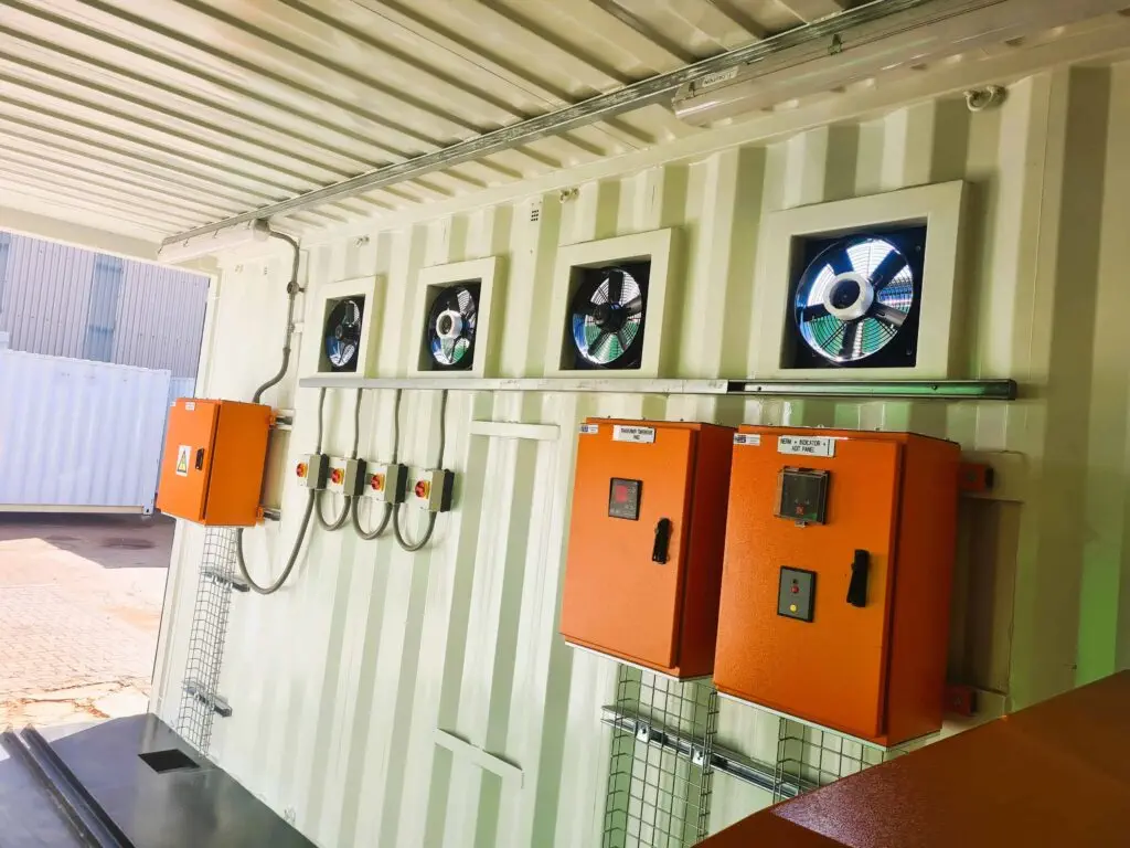 E-House fitted with monitoring control panels specially for a renewable energy application.