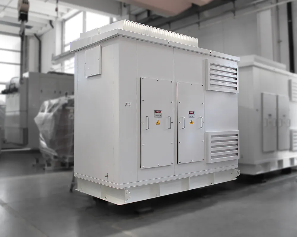 An outdoor-rated enclosure accommodates an air-naturally-cooled medium voltage cast resin transformer built for durability and extended service life.